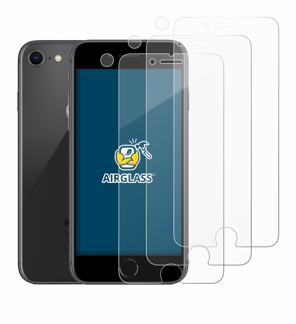 Image de l'appareil Apple iPhone 8 (Avant+Caméra) avec une grande variété de protections d'écran.