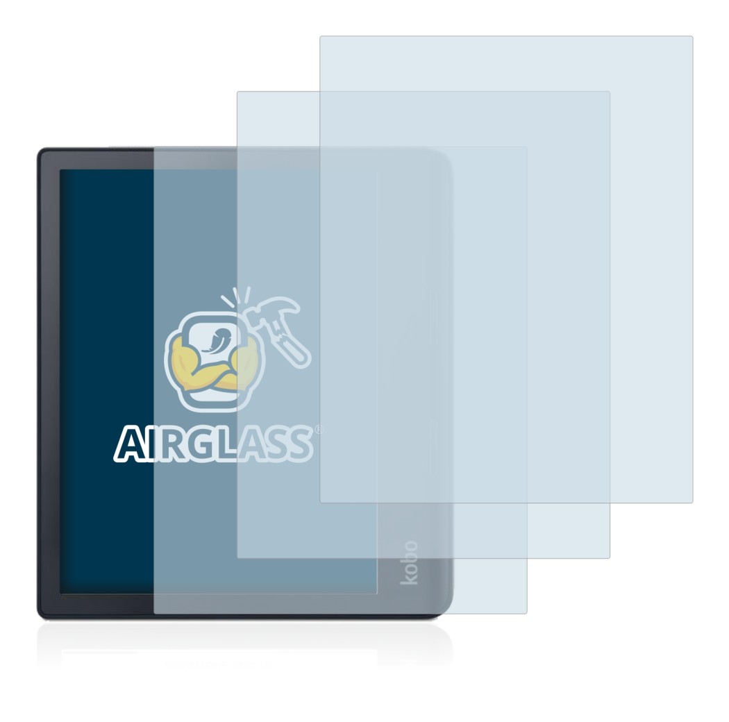 Immagine del dispositivo Kobo Sage con un'ampia varietà di protezioni per lo schermo.