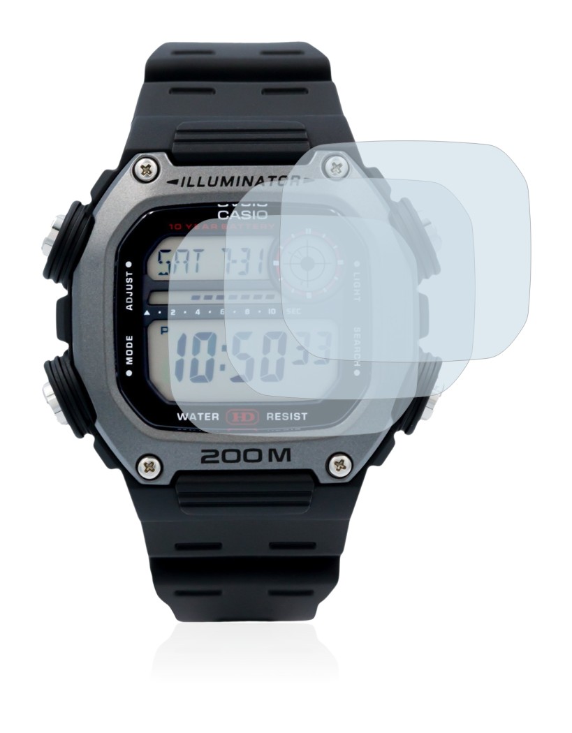 Immagine del dispositivo Casio DW-291H con un'ampia varietà di protezioni per lo schermo.