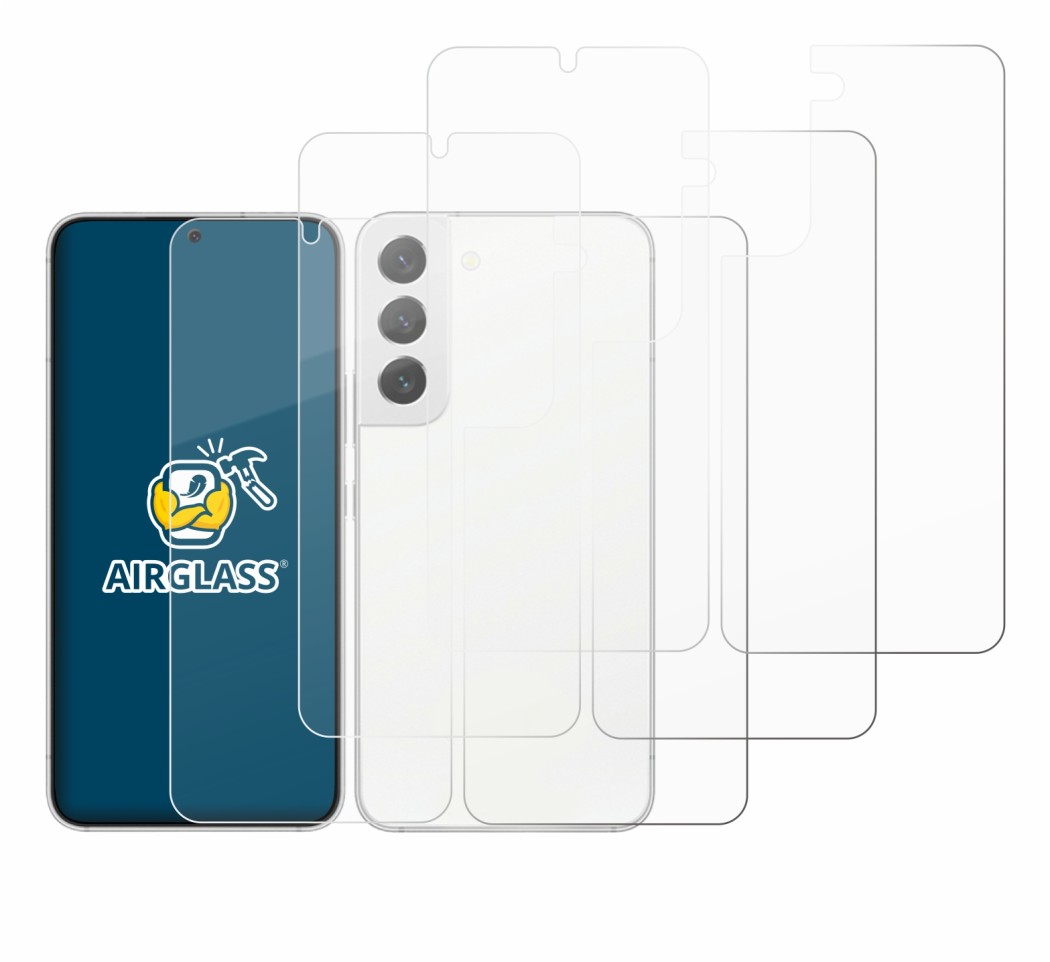 Imagen del dispositivo Samsung Galaxy S22 5G (Frontal+Trasero) con una amplia variedad de protectores de pantalla.