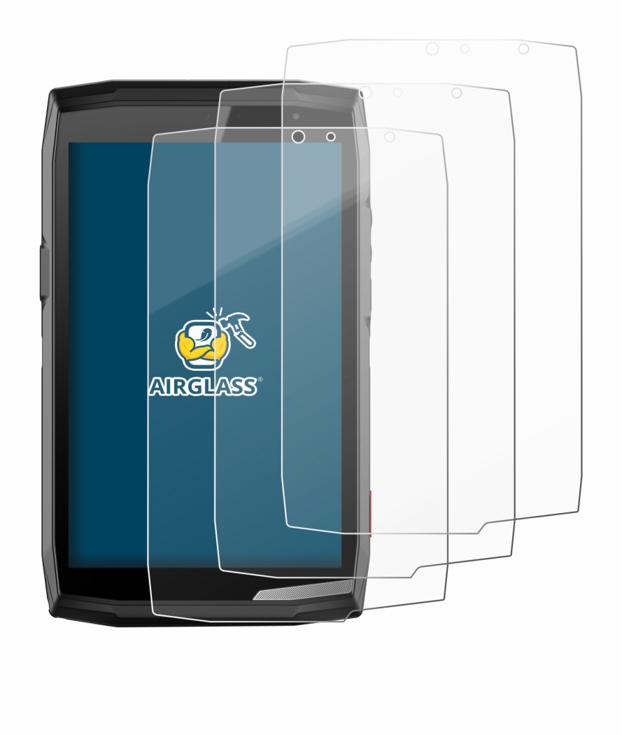 Abbildung des Geräts Crosscall Core T5 mit einer Vielzahl des Displayschutzes.