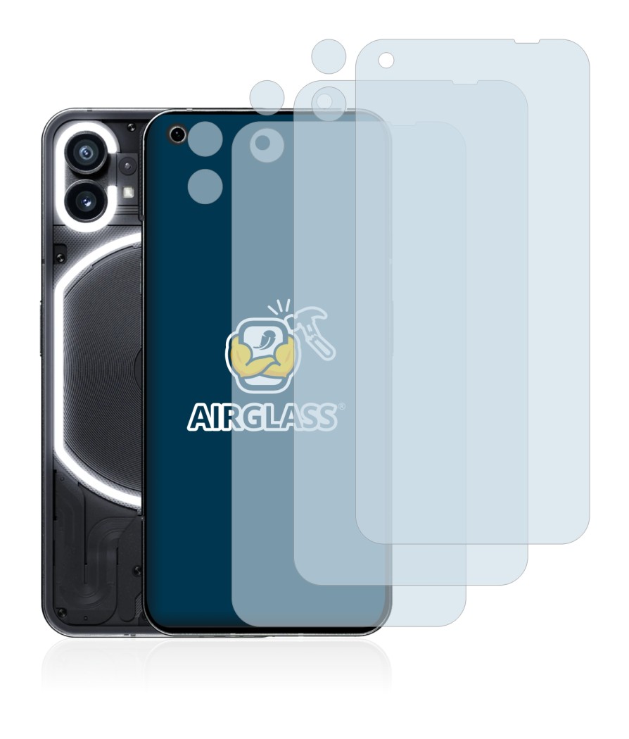 Immagine del dispositivo Nothing Phone (1) (Fronte+Fotocamera) con un'ampia varietà di protezioni per lo schermo.