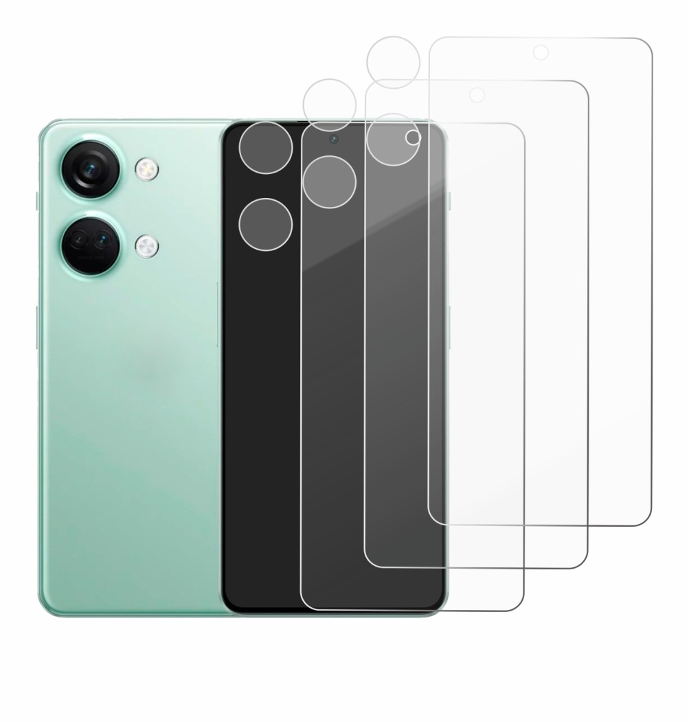 Immagine del dispositivo OnePlus Nord 3 5G (Fronte+Fotocamera) con un'ampia varietà di protezioni per lo schermo.