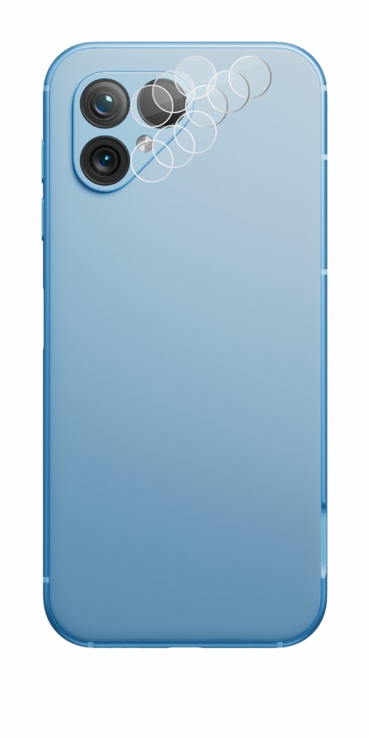 Abbildung des Geräts Fairphone 5 (NUR Kameraschutz) mit einer Vielzahl des Displayschutzes.
