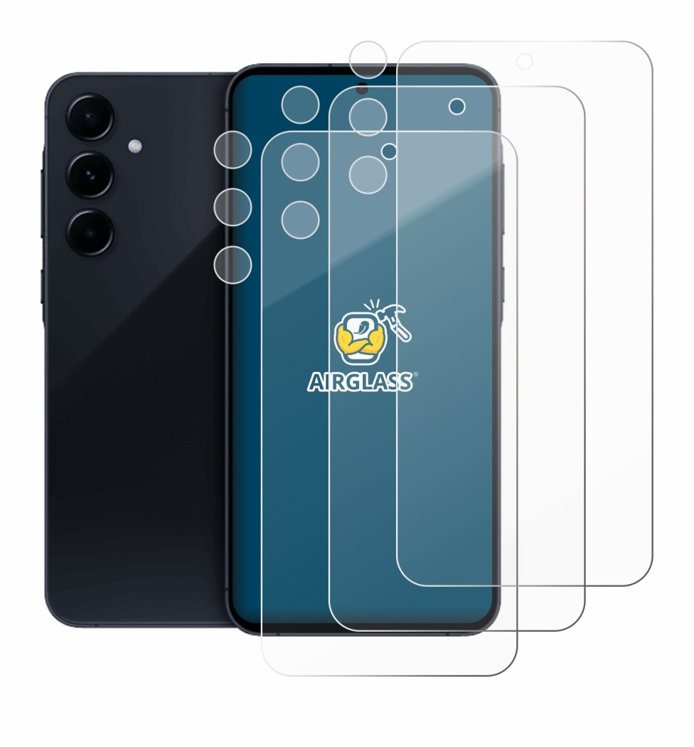 Imagen del dispositivo Samsung Galaxy A55 5G (Frontal+Cámara) con una amplia variedad de protectores de pantalla.