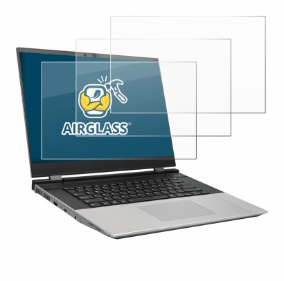 Abbildung des Geräts Framework Laptop 16 mit einer Vielzahl des Displayschutzes.