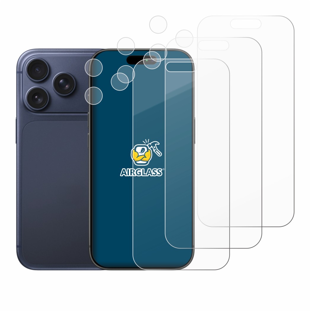 Imagen del dispositivo Apple iPhone 17 Pro (Frontal+Cámara) con una amplia variedad de protectores de pantalla.