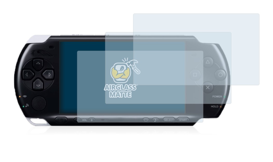 Image of the device Sony PSP 3004 with a wide variety of screen protectors.