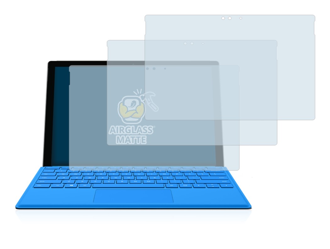 Abbildung des Geräts Microsoft Surface Pro 4 mit einer Vielzahl des Displayschutzes.