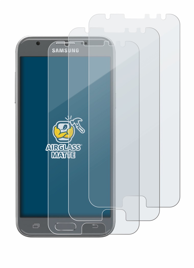 Image of the device Samsung Galaxy J3 2017 with a wide variety of screen protectors.