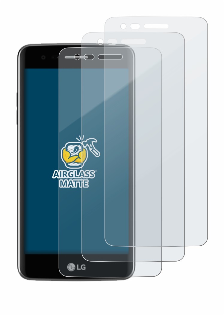 Imagen del dispositivo LG K8 2017 con una amplia variedad de protectores de pantalla.