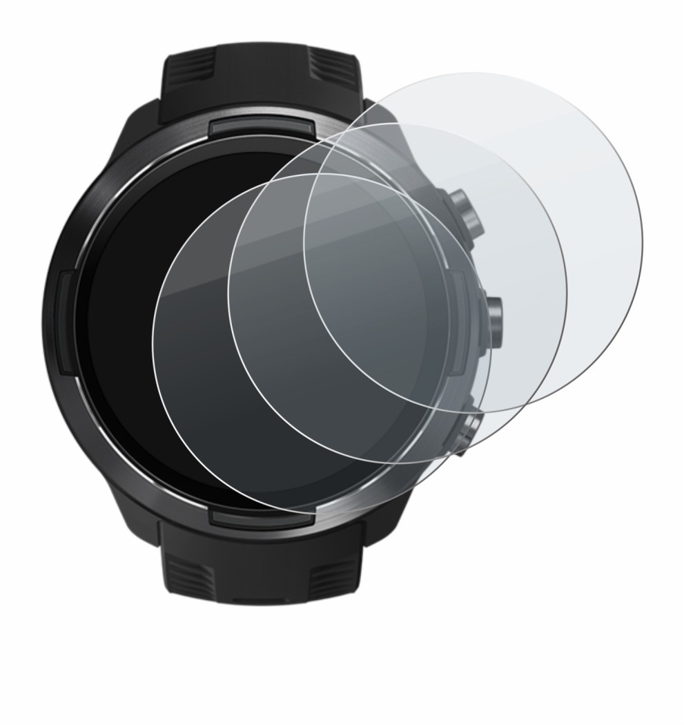 Image de l'appareil Suunto 9 avec une grande variété de protections d'écran.