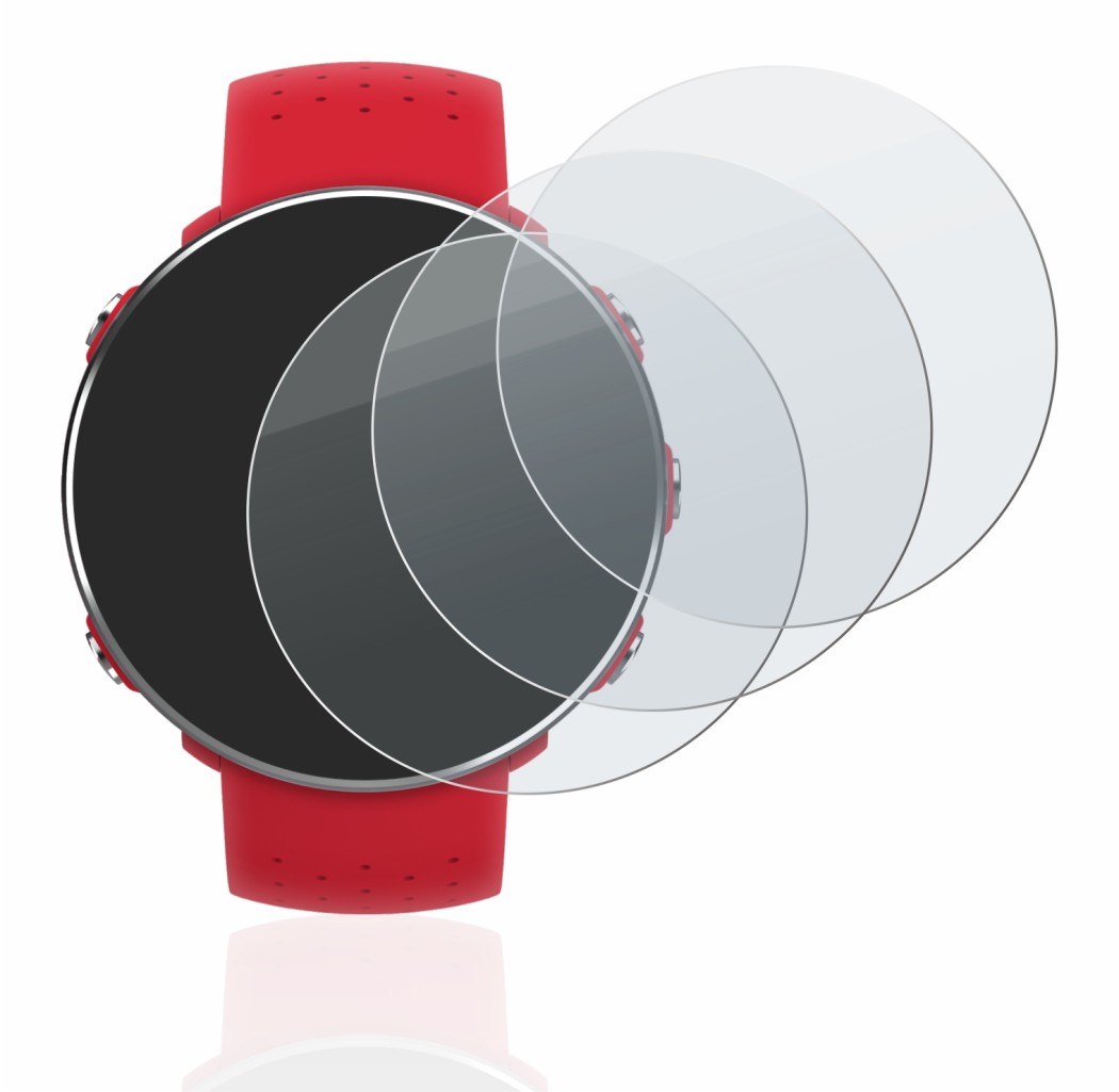 Image of the device Polar Vantage M with a wide variety of screen protectors.