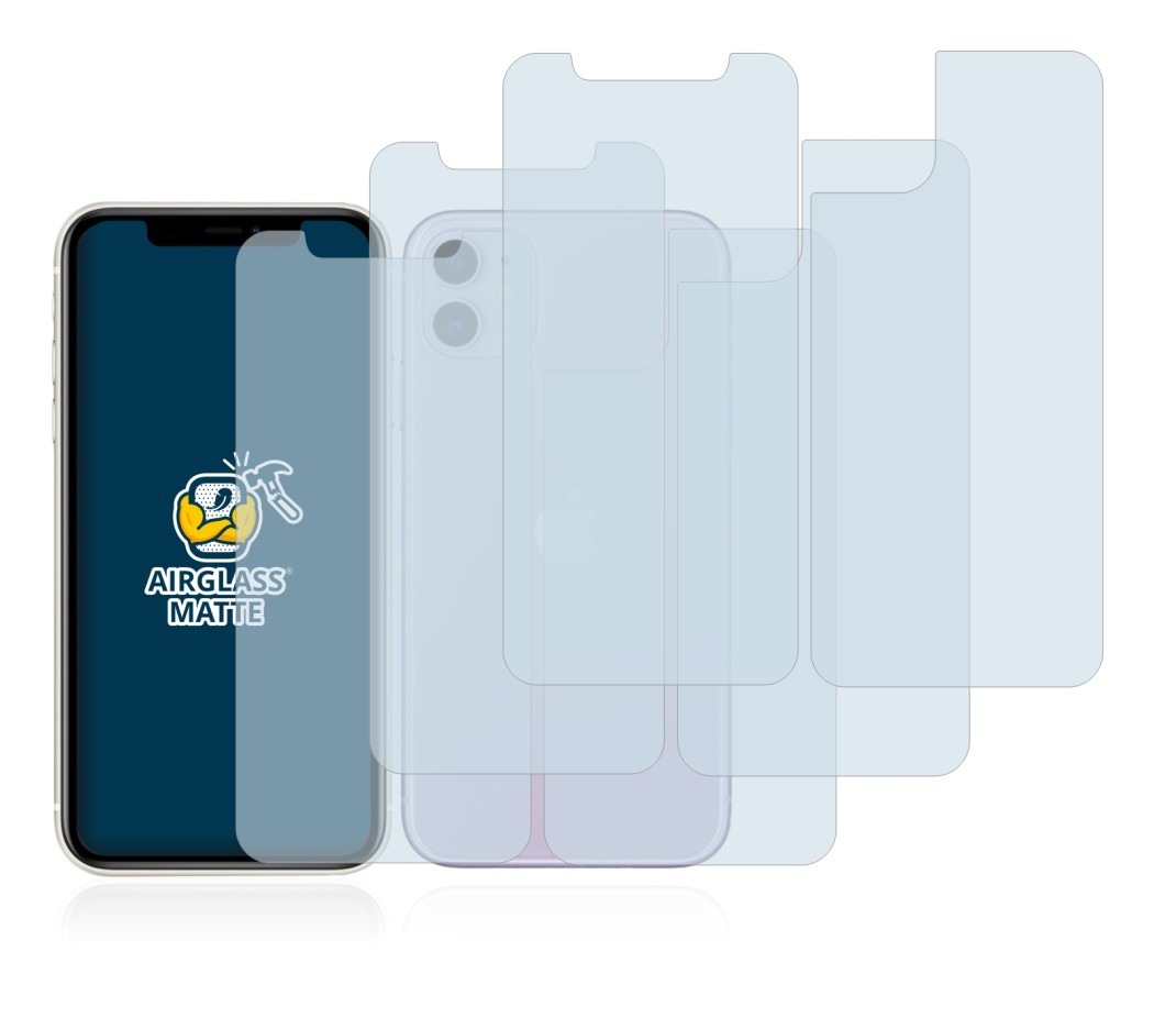 Image of the device Apple iPhone 11 (Front+Back) with a wide variety of screen protectors.