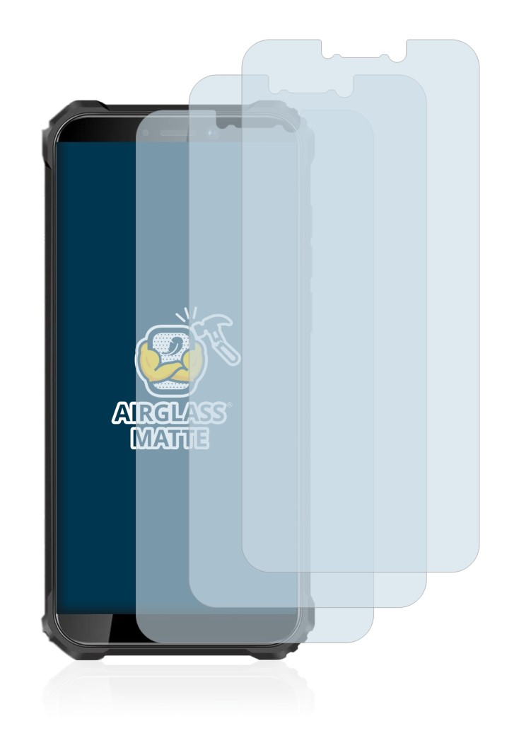 Image of the device Oukitel WP5 Pro with a wide variety of screen protectors.