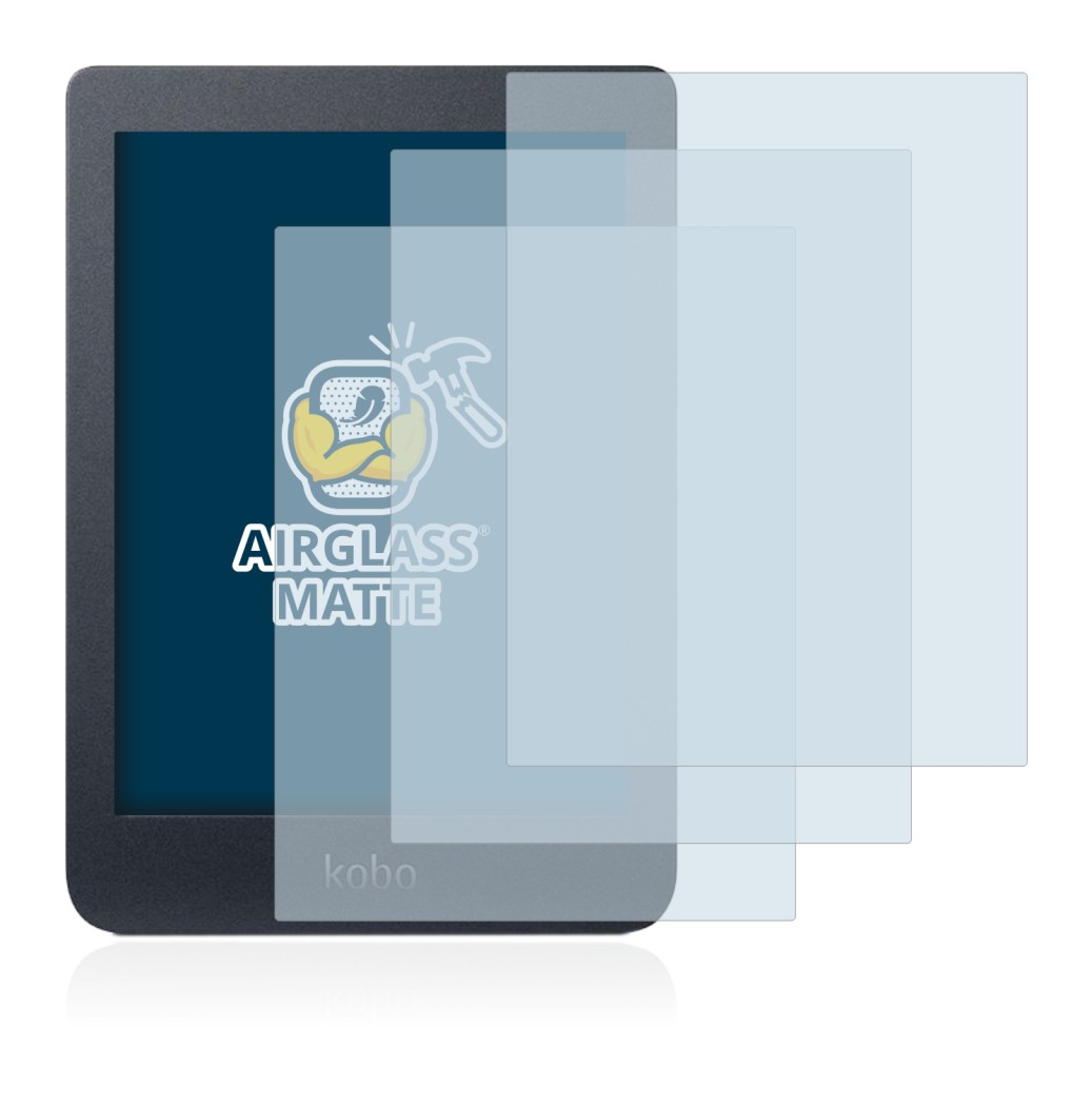 Imagen del dispositivo Kobo Nia con una amplia variedad de protectores de pantalla.