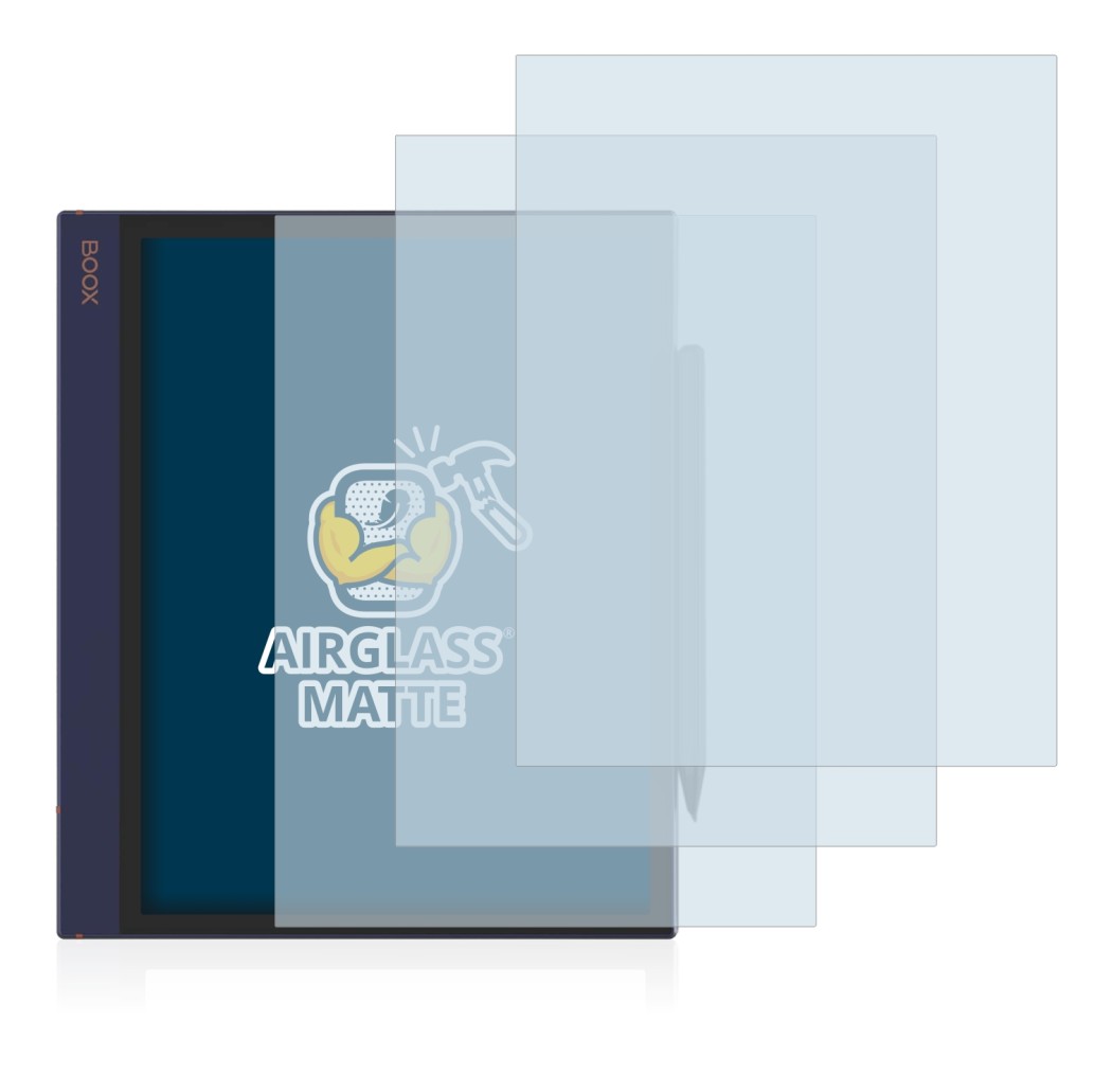 Image of the device Boox Note Air with a wide variety of screen protectors.