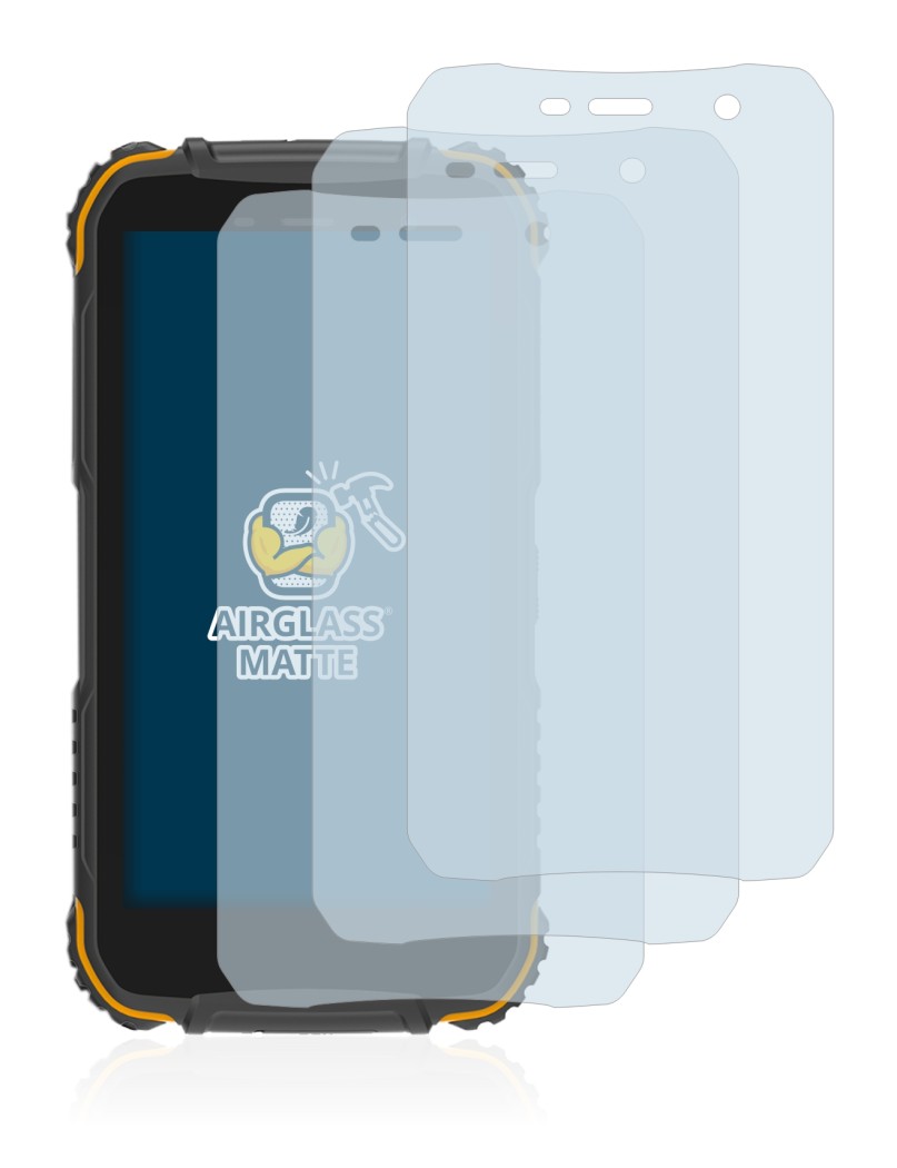 Immagine del dispositivo Doogee S35 con un'ampia varietà di protezioni per lo schermo.