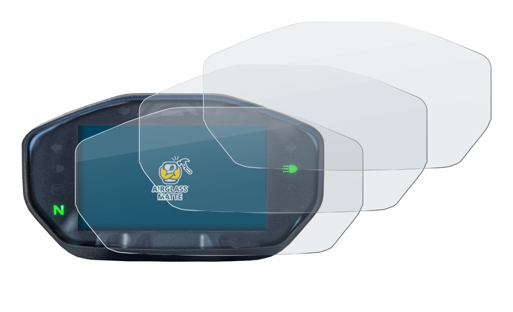 Immagine del dispositivo Ducati Monster / Monster + 2021 con un'ampia varietà di protezioni per lo schermo.