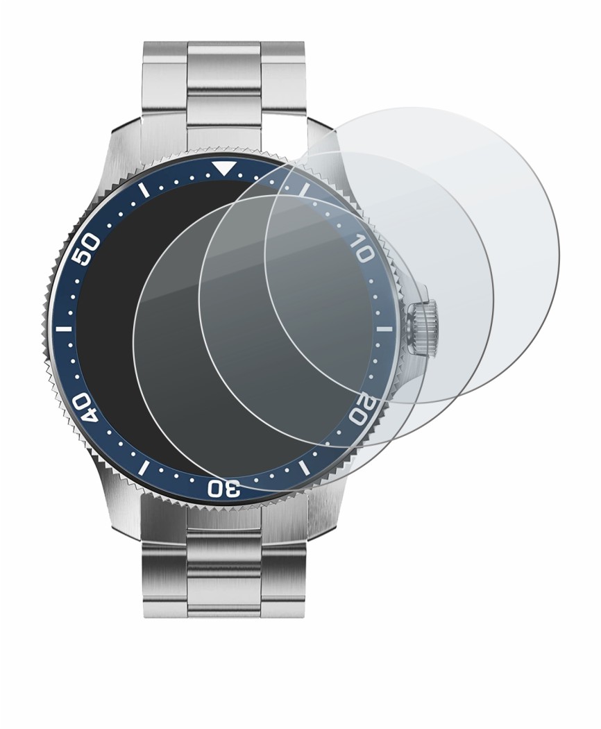 Image de l'appareil Withings ScanWatch Horizon (43 mm) avec une grande variété de protections d'écran.
