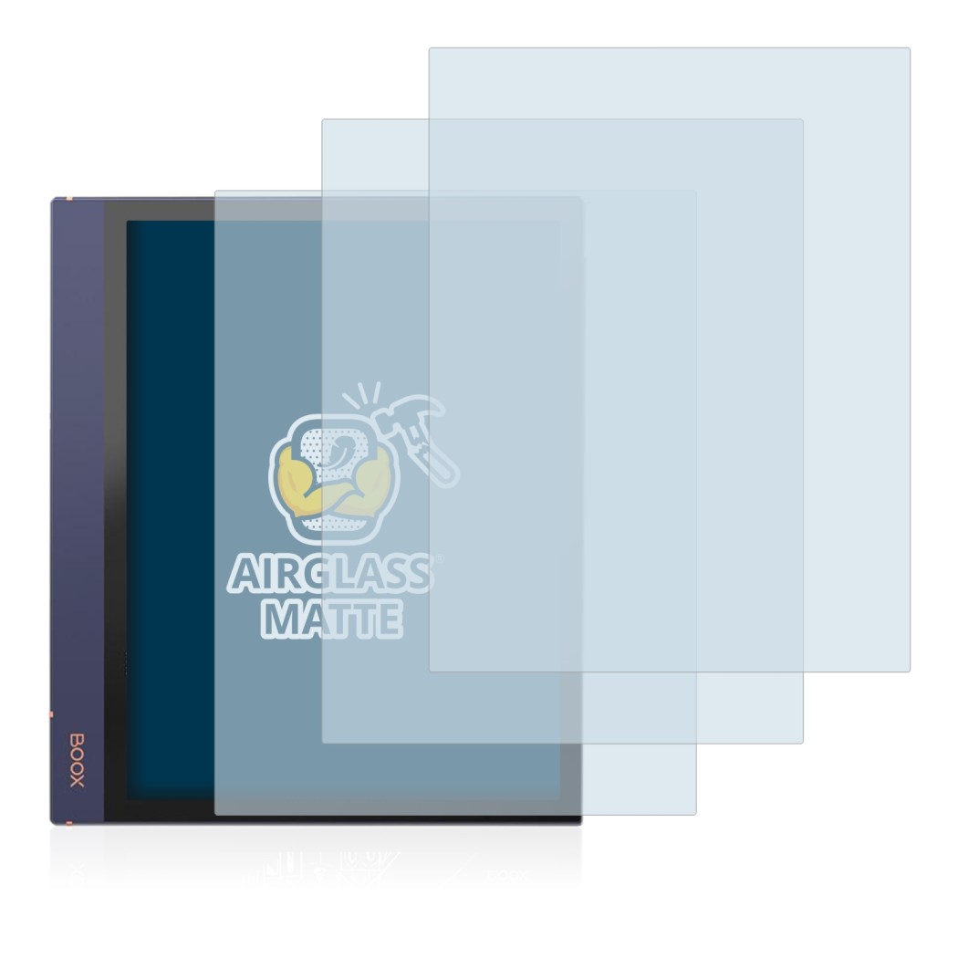 Immagine del dispositivo Boox Note Air 2 con un'ampia varietà di protezioni per lo schermo.