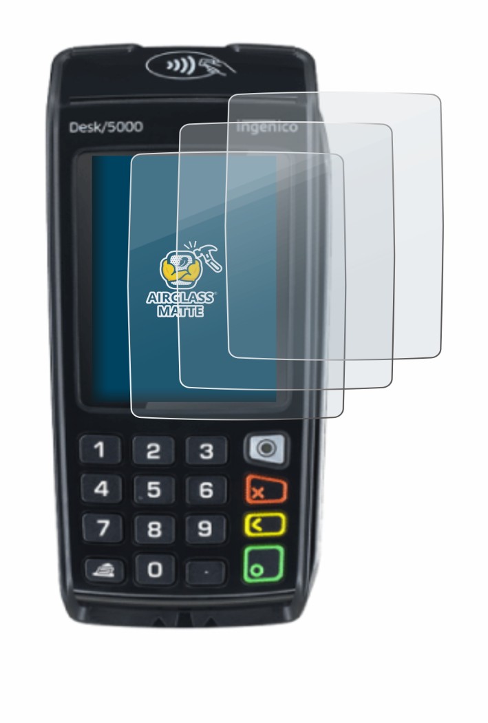 Image de l'appareil ingenico Desk/5000 avec une grande variété de protections d'écran.