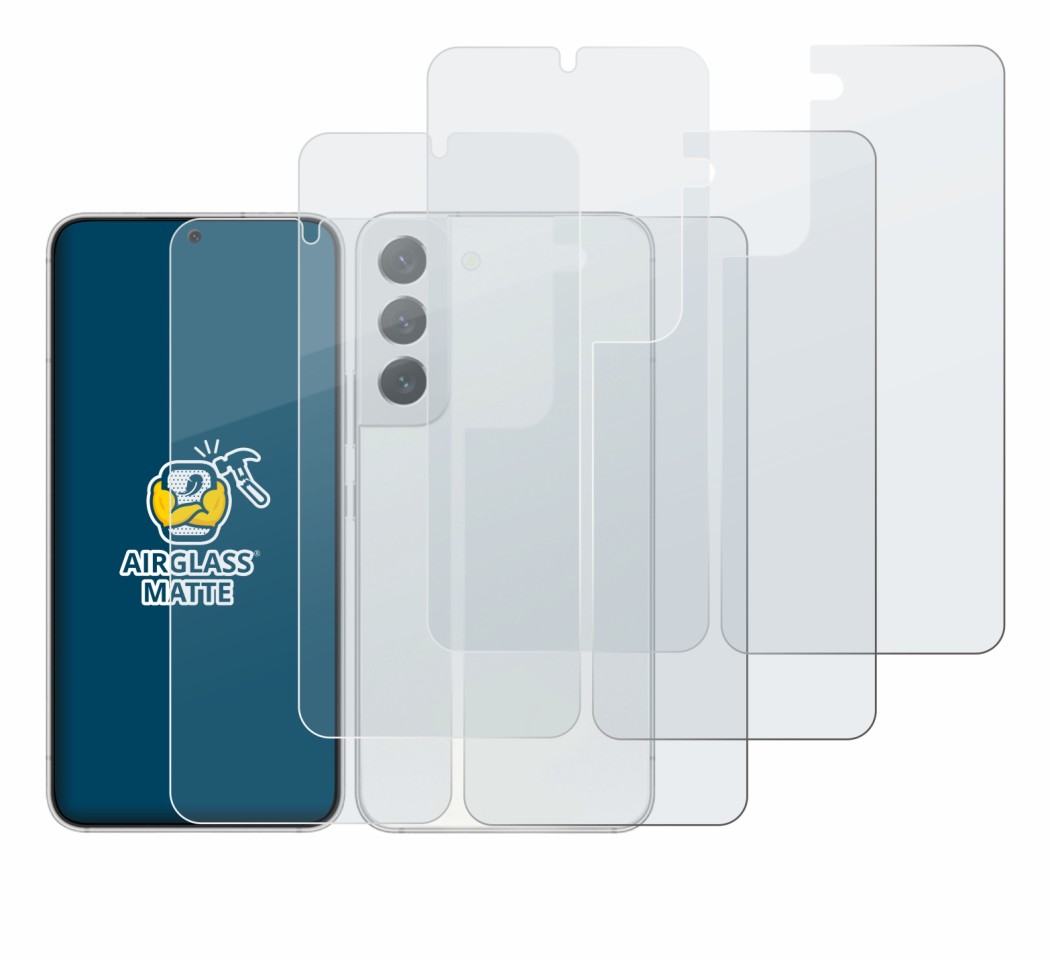 Imagen del dispositivo Samsung Galaxy S22 5G (Frontal+Trasero) con una amplia variedad de protectores de pantalla.