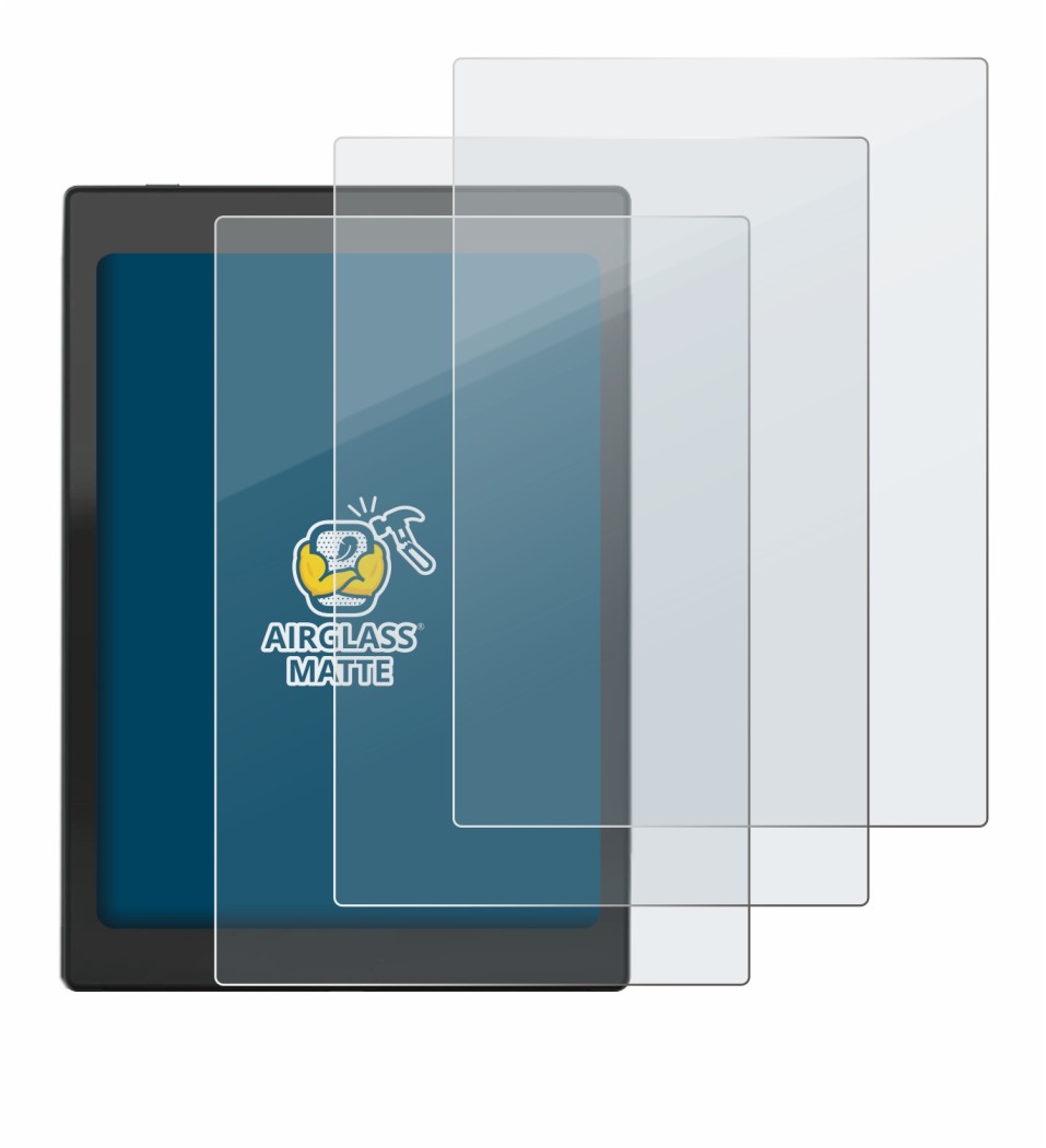 Abbildung des Geräts Boox Nova Air C mit einer Vielzahl des Displayschutzes.