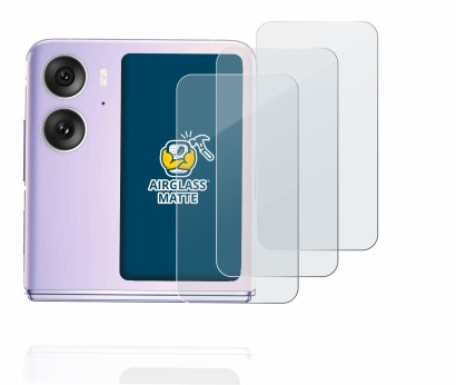 Abbildung des Geräts Oppo Find N2 Flip (Hinteres Display) mit einer Vielzahl des Displayschutzes.