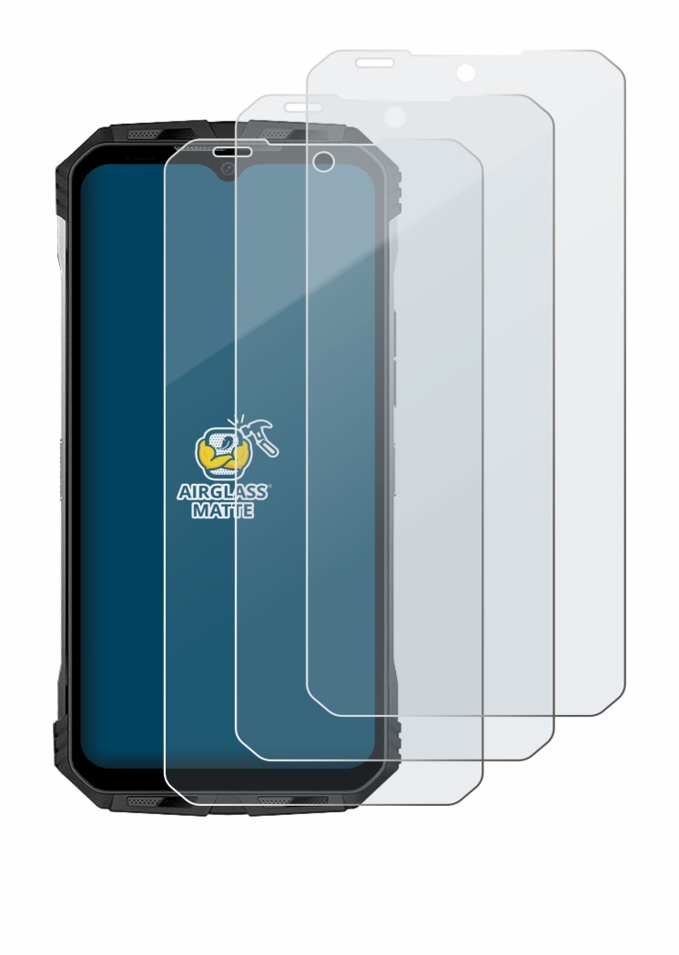 Abbildung des Geräts Doogee S110 mit einer Vielzahl des Displayschutzes.