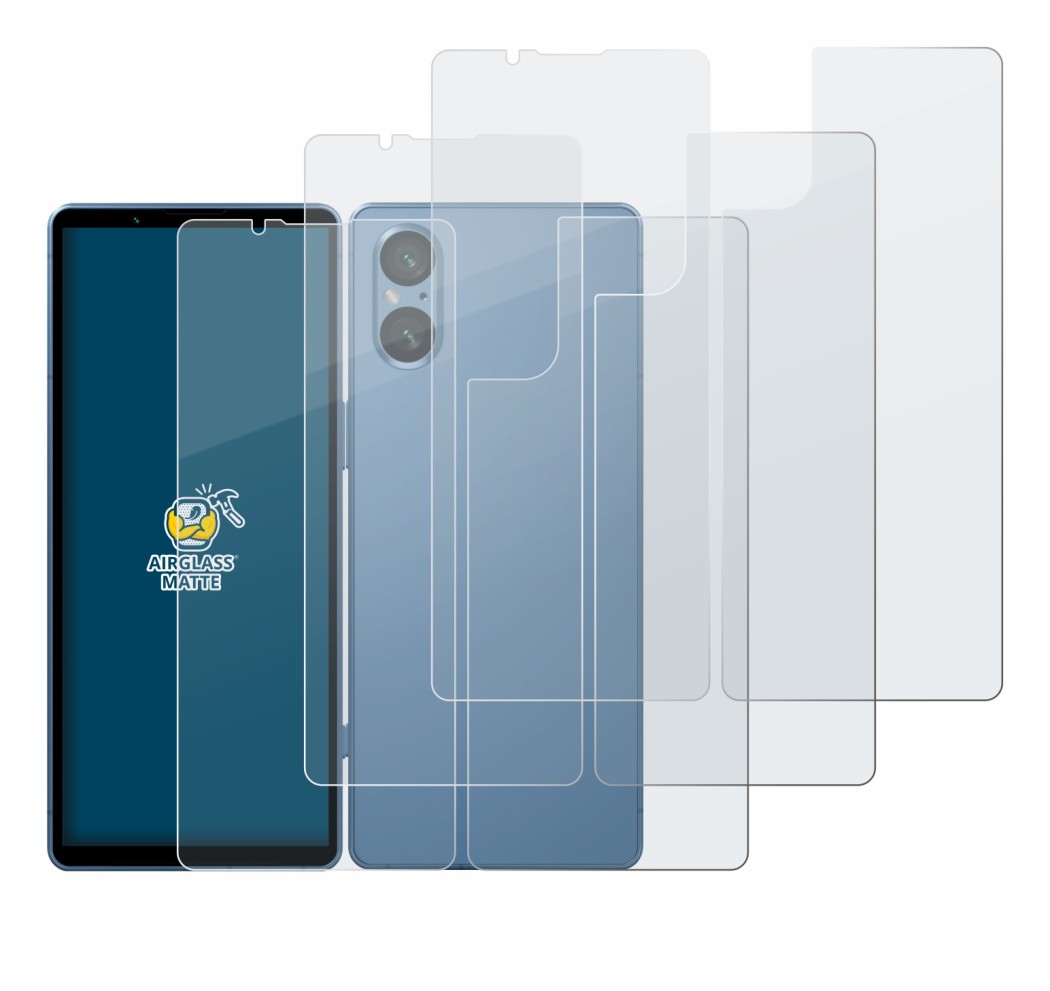 Immagine del dispositivo Sony Xperia 5 V (Fronte+Retro) con un'ampia varietà di protezioni per lo schermo.