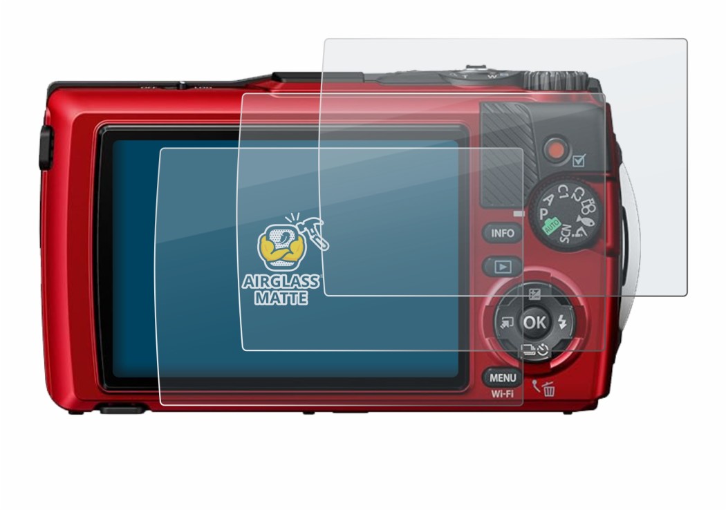 Image of the device Olympus OM System Tough TG-7 with a wide variety of screen protectors.