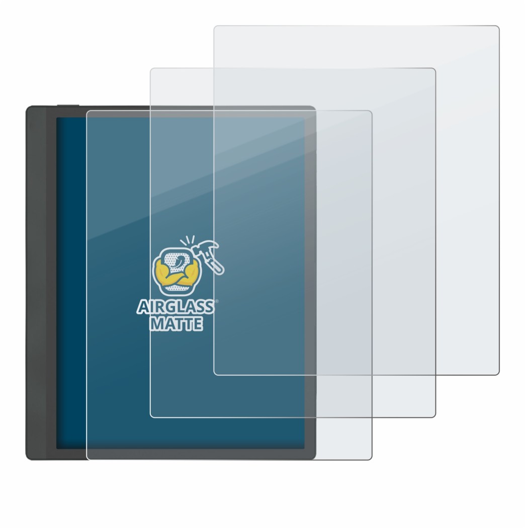 Abbildung des Geräts Boox Tab Ultra C Pro mit einer Vielzahl des Displayschutzes.