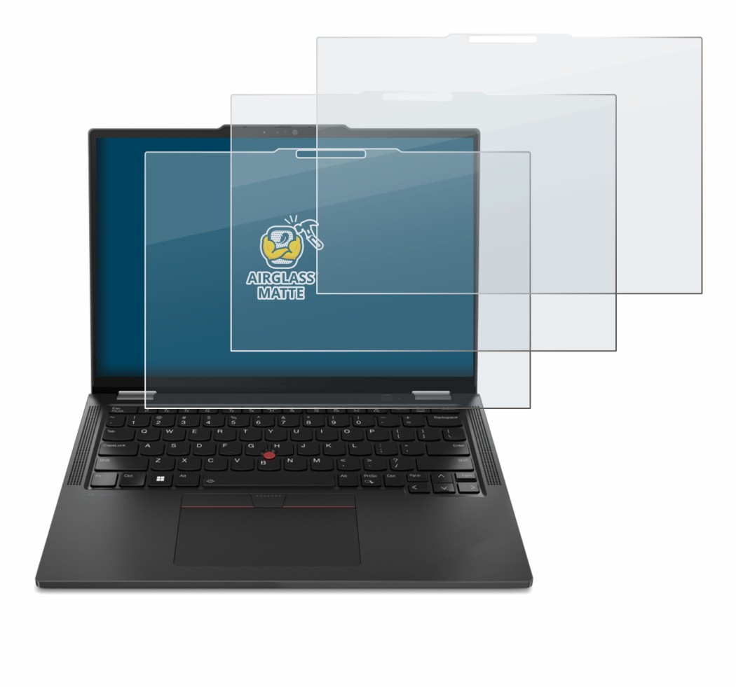 Abbildung des Geräts Lenovo ThinkPad X13 2-in-1 Gen 5 mit einer Vielzahl des Displayschutzes.