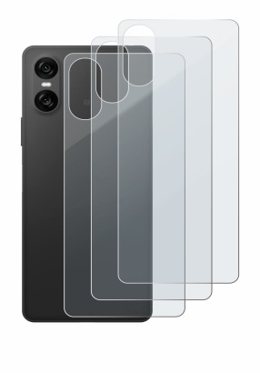 Abbildung des Geräts Sony Xperia 10 VI (Rückseite) mit einer Vielzahl des Displayschutzes.