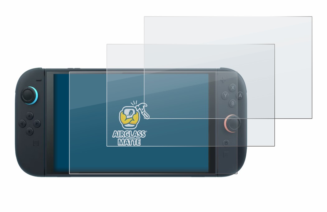 Image of the device Nintendo Switch 2 with a wide variety of screen protectors.