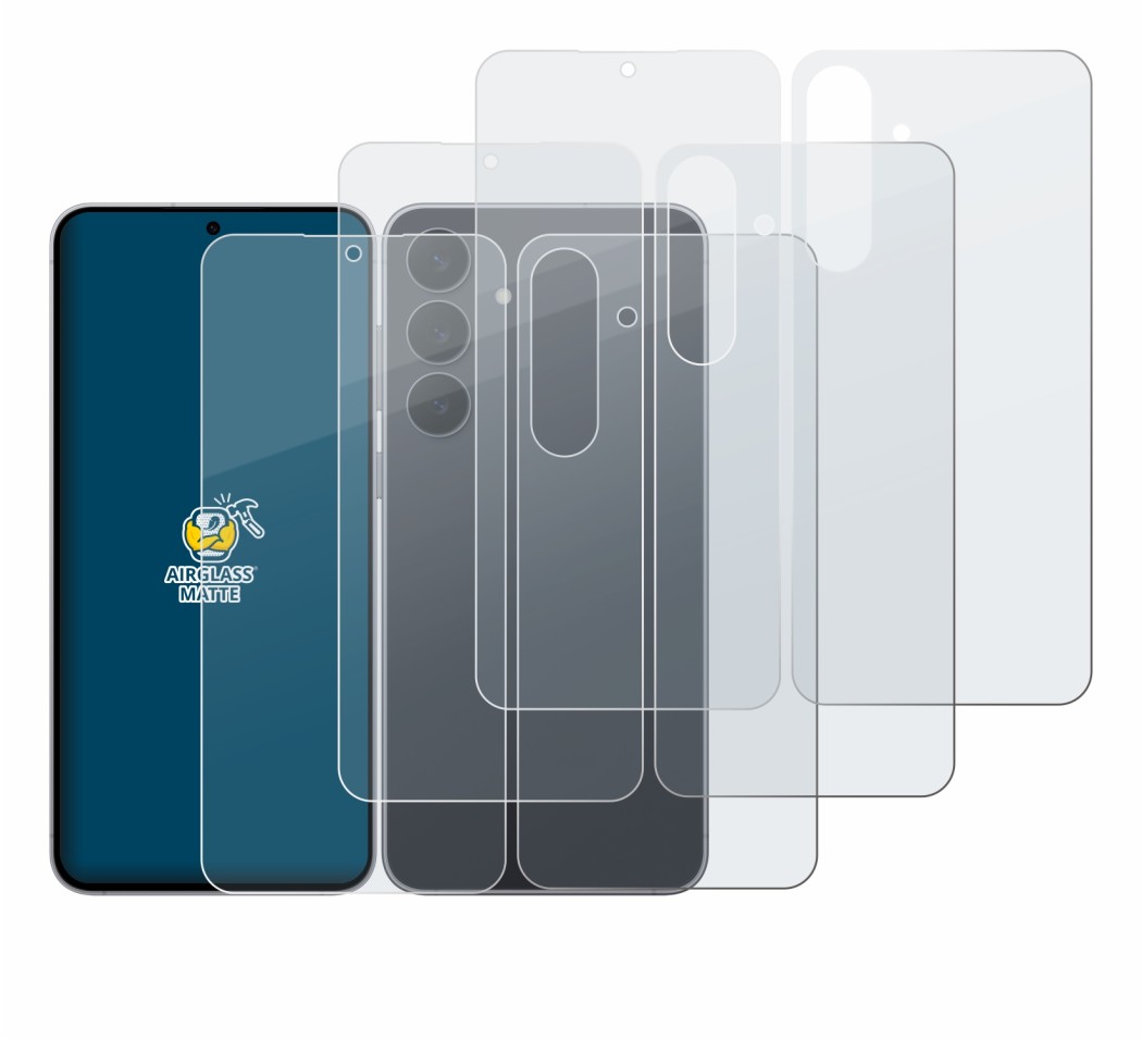 Imagen del dispositivo Samsung Galaxy S25 FE (Frontal+Trasero) con una amplia variedad de protectores de pantalla.