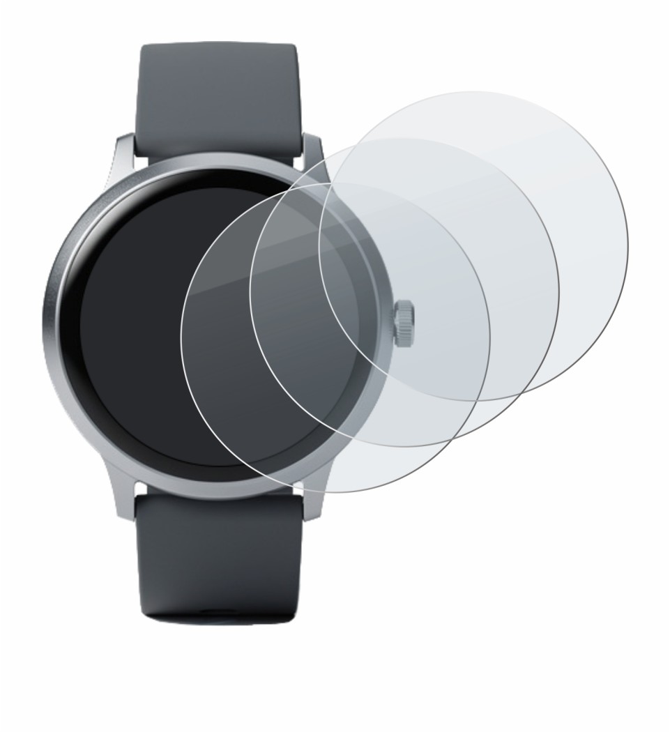 Image de l'appareil Pebble Round 2 avec une grande variété de protections d'écran.