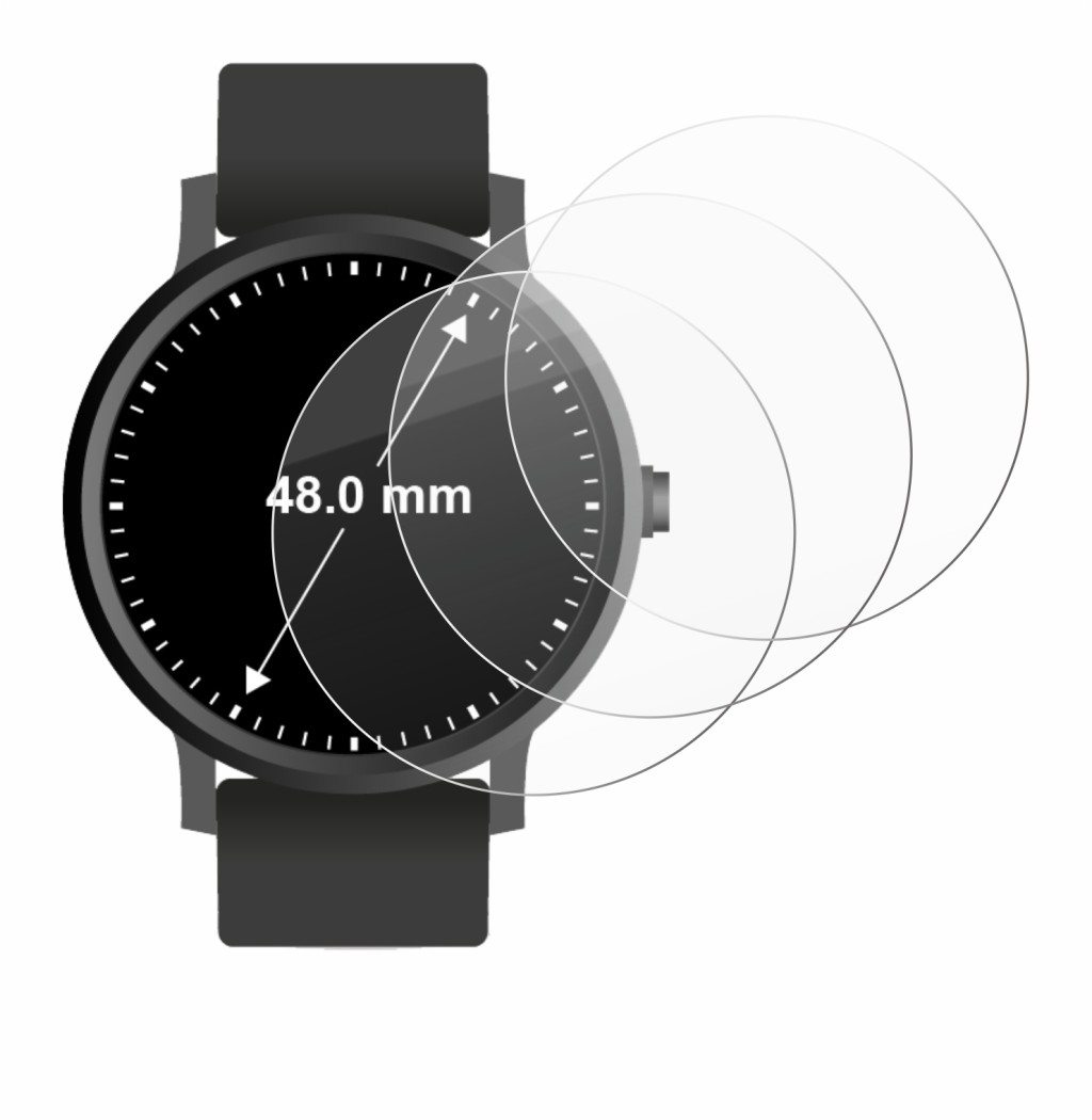 Image of the device Watches (Circular, ø: 48 mm) with a wide variety of screen protectors.