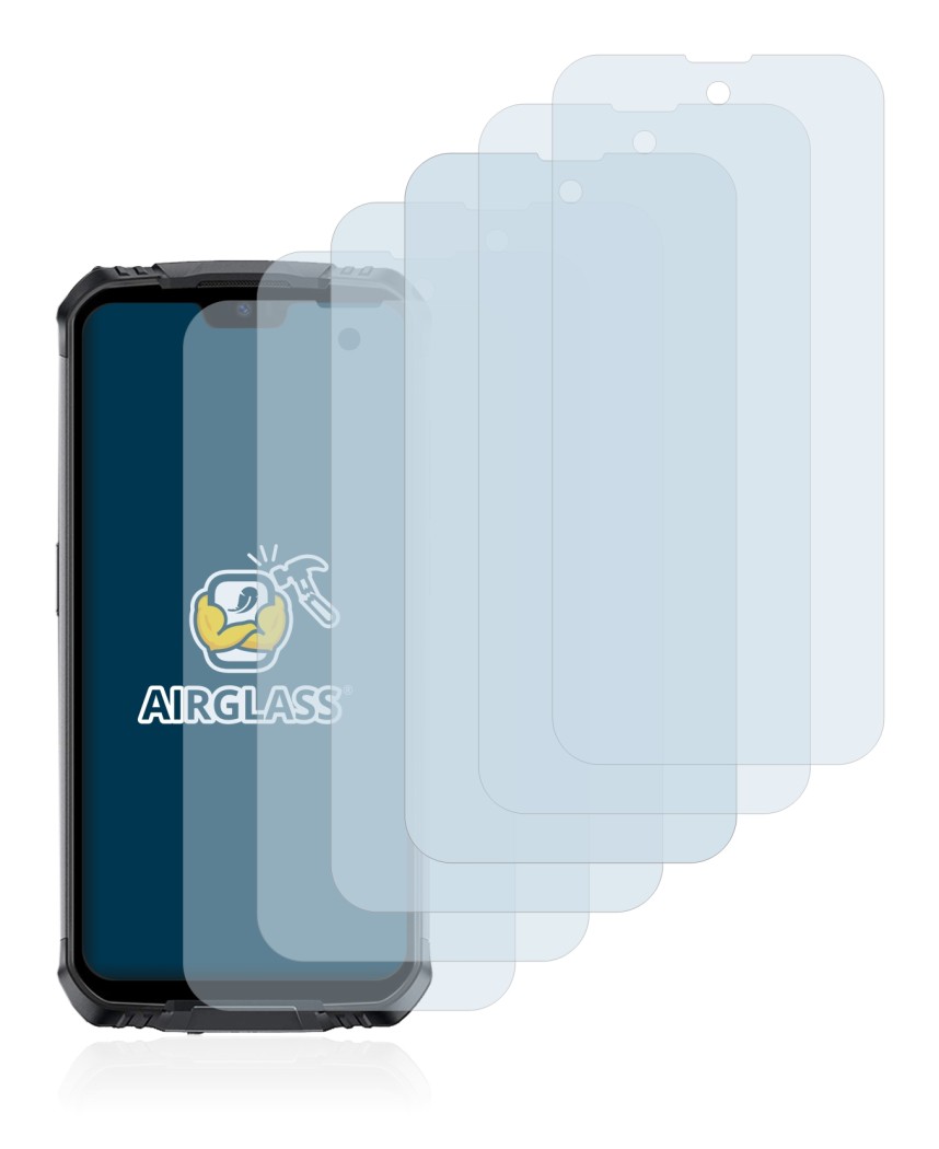 Immagine del dispositivo Doogee S59 Pro con un'ampia varietà di protezioni per lo schermo.