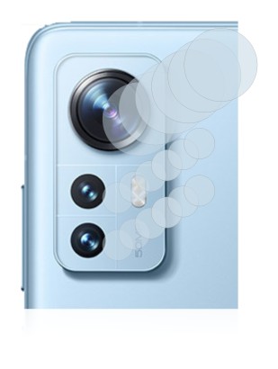 Abbildung des Geräts Xiaomi 12 (NUR Kameraschutz) mit einer Vielzahl des Displayschutzes.