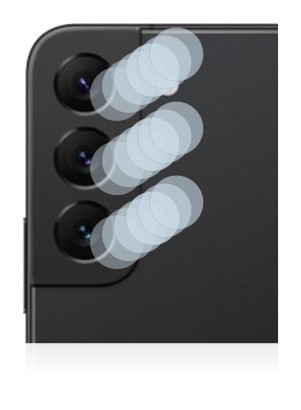 Abbildung des Geräts Samsung Galaxy S22 5G (NUR Kameraschutz) mit einer Vielzahl des Displayschutzes.