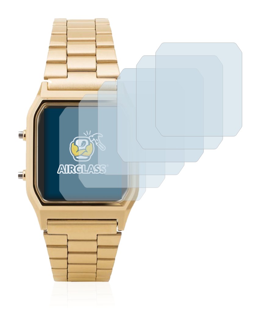 Immagine del dispositivo Casio AQ-230GA con un'ampia varietà di protezioni per lo schermo.