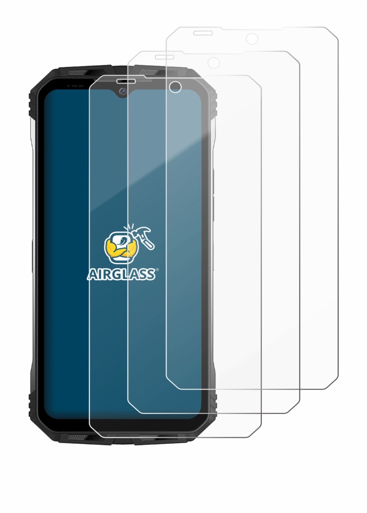 Image de l'appareil Doogee S100 avec une grande variété de protections d'écran.