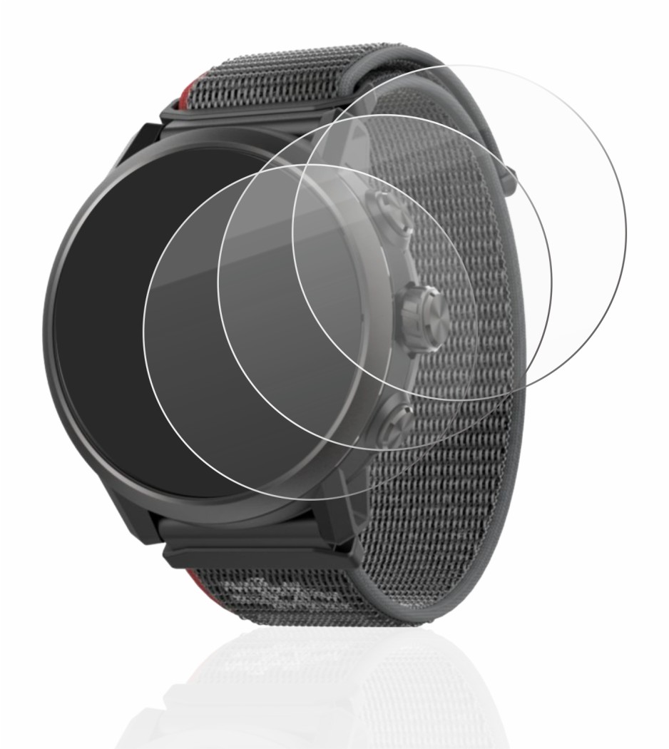 Image de l'appareil Coros Apex 2 avec une grande variété de protections d'écran.