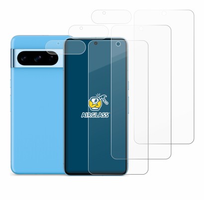 Image of the device Google Pixel 8 Pro (Front+Camera) with a wide variety of screen protectors.