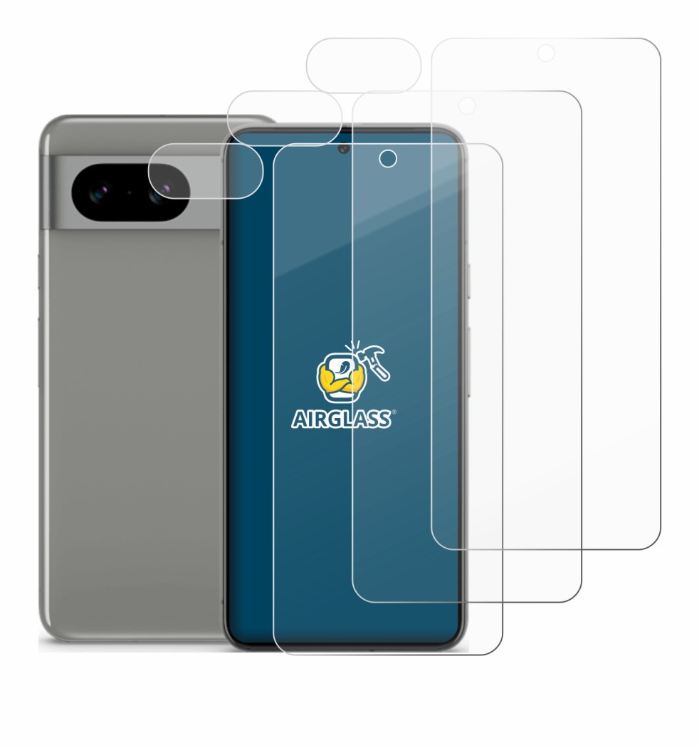 Image of the device Google Pixel 8 (Front+Camera) with a wide variety of screen protectors.