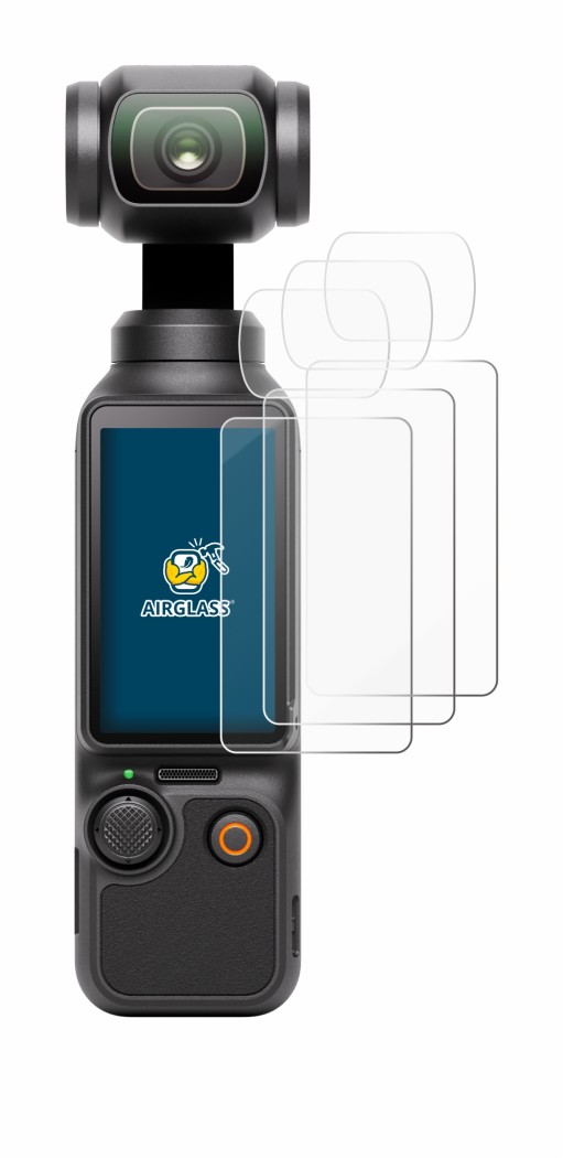 Immagine del dispositivo DJI Osmo Pocket 3 (Display + Lente) con un'ampia varietà di protezioni per lo schermo.