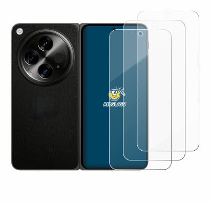 Immagine del dispositivo OnePlus Open (case-friendly) con un'ampia varietà di protezioni per lo schermo.