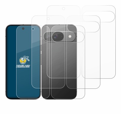 Image de l'appareil Google Pixel 9 (Avant+Arrière) avec une grande variété de protections d'écran.